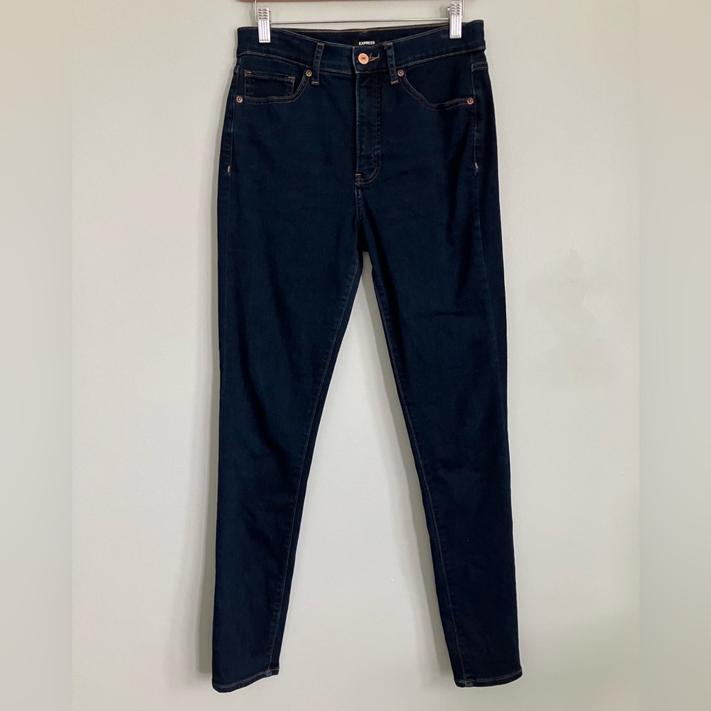 EXPRESS Dark Denim High Rise Skinny Jeans Size 8L